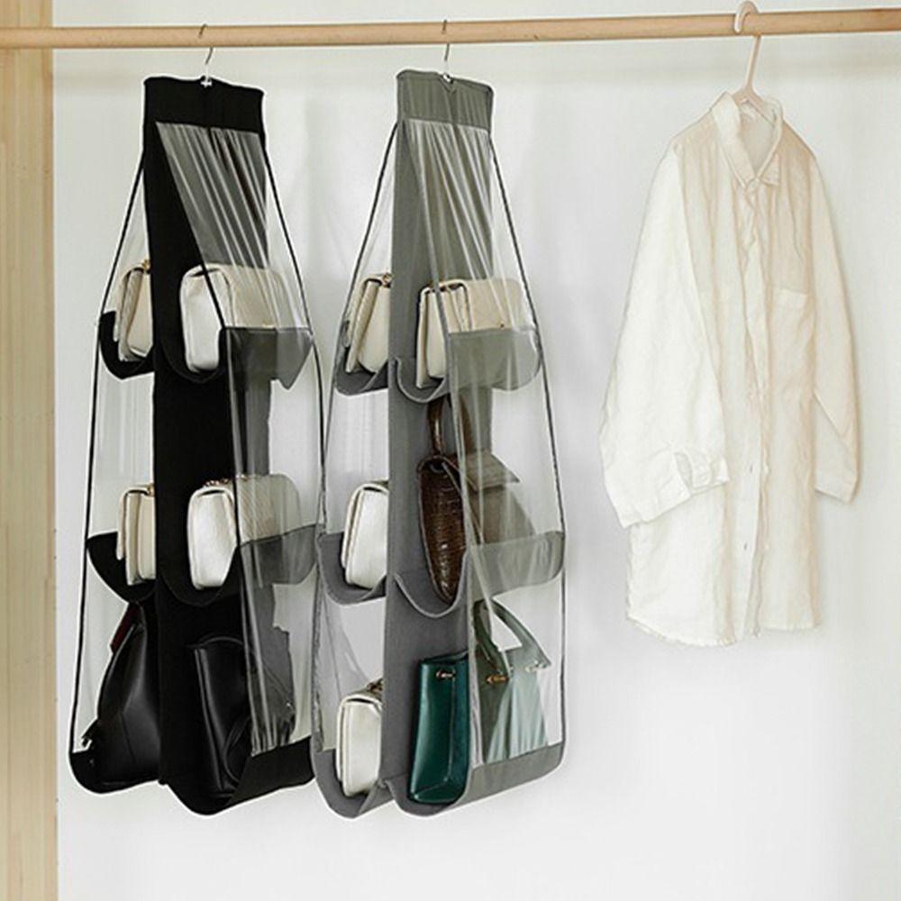 1Pcs Gray Storage Bag Waterproof Clear Sundry Bag New Hanging Handbag Organizer  For Wardrobe Closet