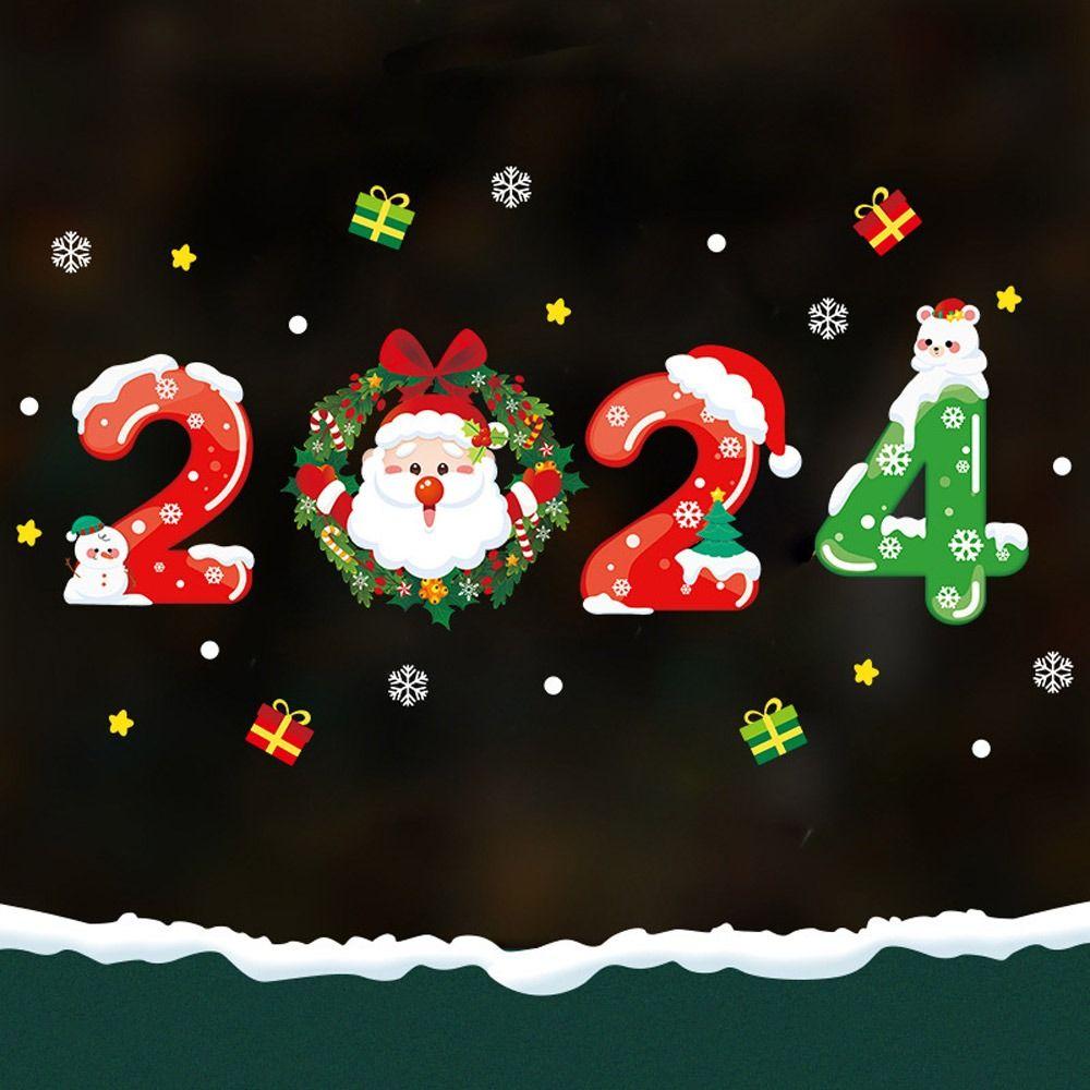 New Year Xmas Wall Sticker Snowflake Santa Claus Elk Glass Decal Gift Window Sticker  Home Decor
