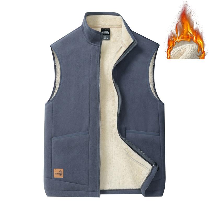 

Жилет из овечьего флиса для мужчин, теплая жилетка на осень и зиму, большая повседневная куртка из флиса L серый