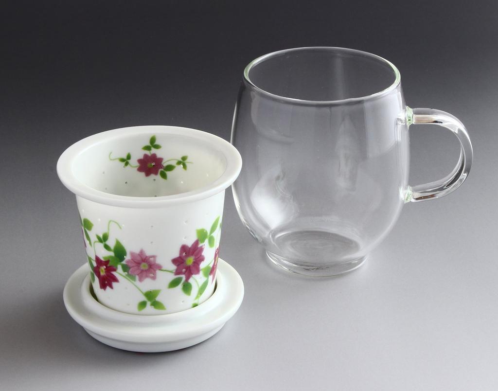 Toyo Ceramics Arita Ware Celand Glass Stylish Mug, Clematis IW-002