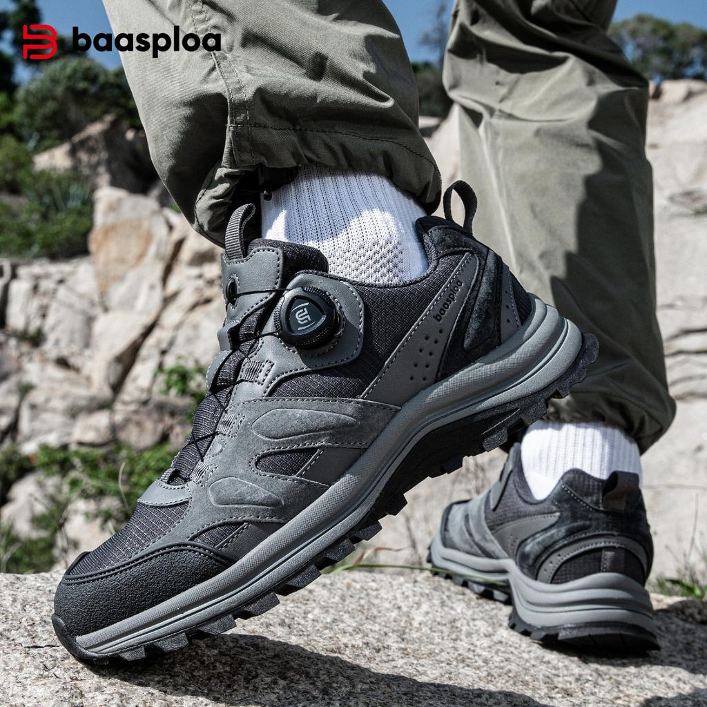 Men's Hiking Boots Outdoor Shoes Swivel Buckle Non-slip Lightweight Hiking Shoes Men's Non-slip Sports Shoes Breathable Cross-country Running Shoes
