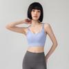 Women's Sexy Back Fitness Sports Bra with U-Neck and Double Straps - Shockproof Yoga Top with Fixed Cups