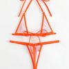 Trendy European & American Backless Solid Color Bandage Bikini