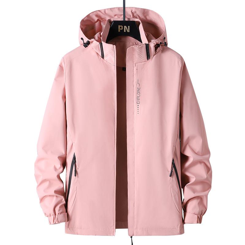 Windproof Waterproof Hooded Jacket for Couples - Versatile Spring/Autumn Outerwear for Trendy, Casual Mountaineering.