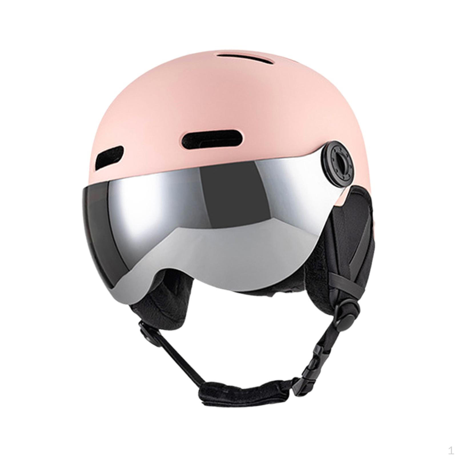 

Сноубордический шлем с лыжными очками, аксессуары для скейтборда, дышащие линзы, легкий вес S розовый