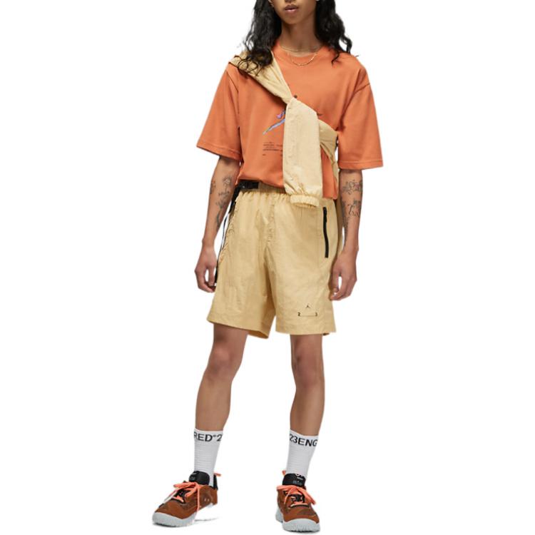 Jordan Solid Logo Woven Casual Shorts Men Bottoms Sesame-Yellow DQ7876-252