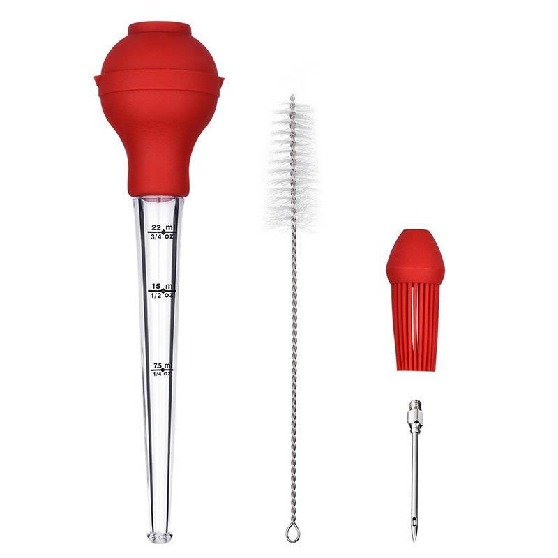 

Silicone Seasoning Injector & Oil Dropper with Cleaning Brush for BBQ красный