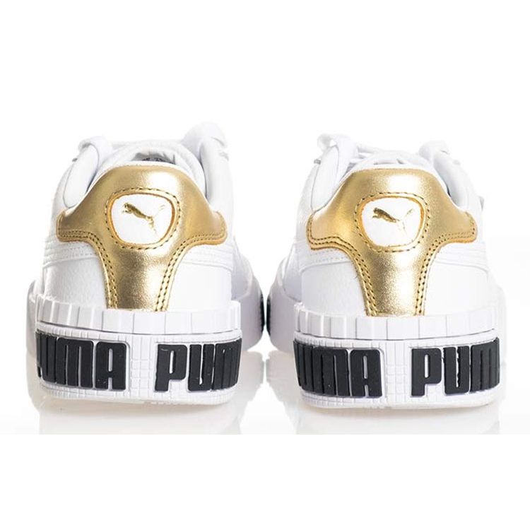 Puma Cali Bold Metallic Synthetic Leather Casual Slip Resistant Lightweight Breathable Low Top Skate Shoes Women sneaker White 371207-01