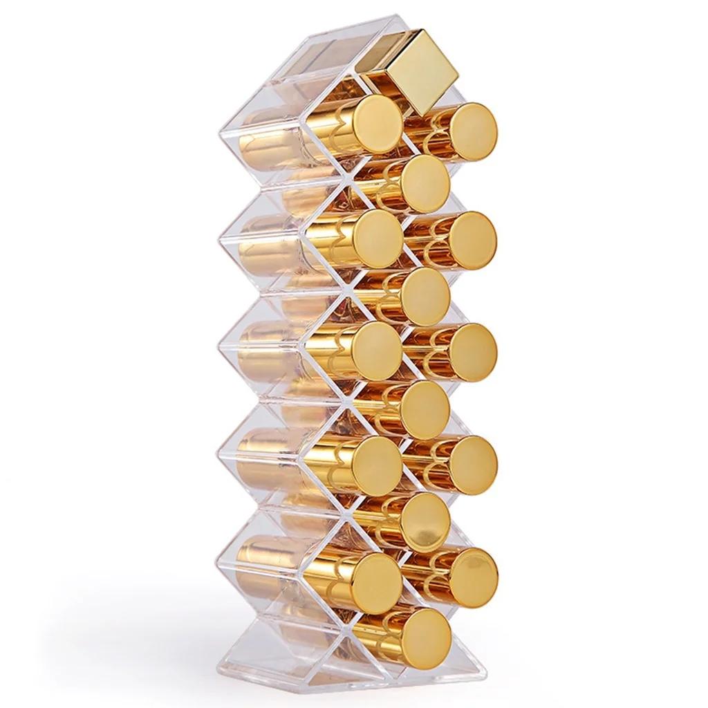 16/28 Cosmetic Lipstick Storage Box Transparent Acrylic Plastic Dormitory Desktop Multi-compartment Storage Rack