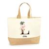 Tote bag en jute - PLANETEE - Laly Lettre Fleur - jute naturel - multicolore - poignées solides