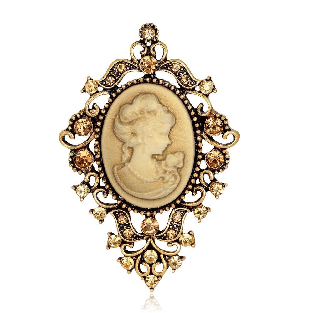 Head Design Crystal Rhinestones Brooches Vintage Style Gothic Brooches Women's Accessories