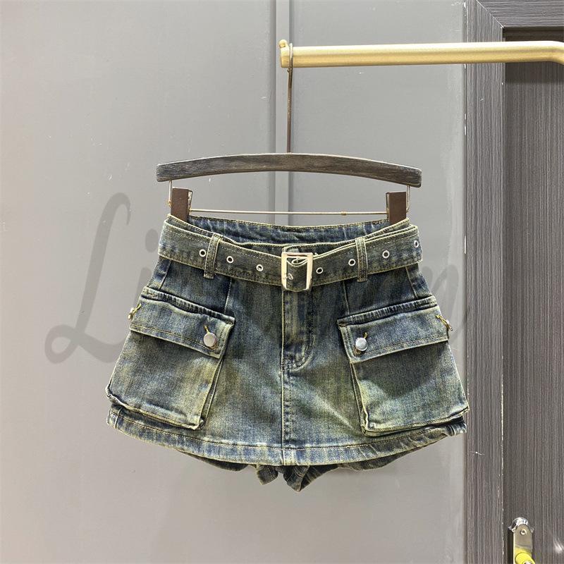 Women s 2026 High-Waisted Denim Skort: Anti-Exposure, Slimming A-Line Design for Versatile, Casual Summer Wear. Medium