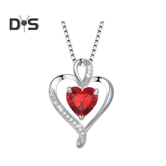

Ожерелье в форме сердца с кубическим цирконием, ожерелье с кулоном в форме сердца, подарок на день рождения ко Дню святого Валентина на День матери для женщин красный