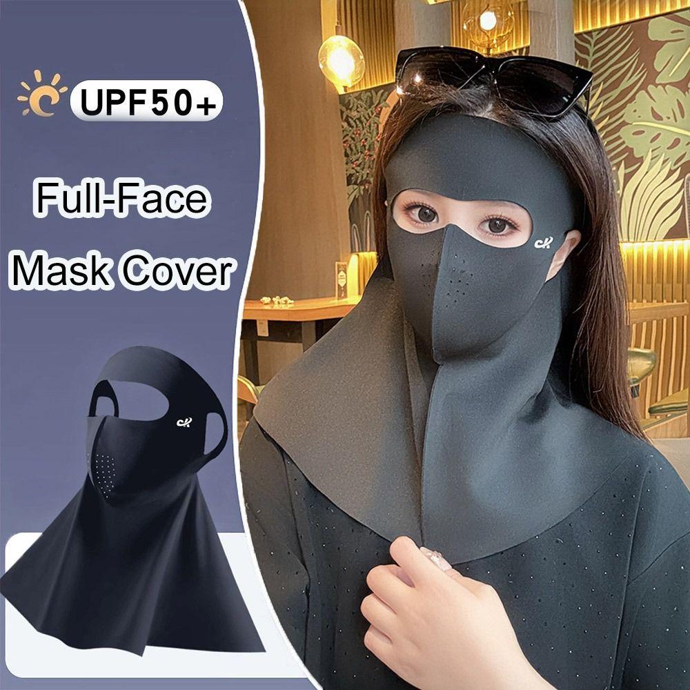 Summer Full-Face Mask Cover UPF 50+ Neck Wrap Cover Breathable Ice Silk Face Veil  for Men Women