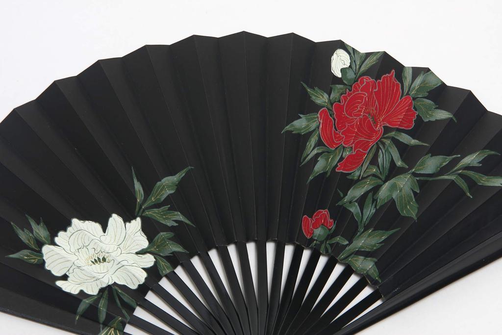 Hasegawa Women's Kyo-Fan (Sensu) with Pouch and Presentation Box, Made in Japan (Peony)