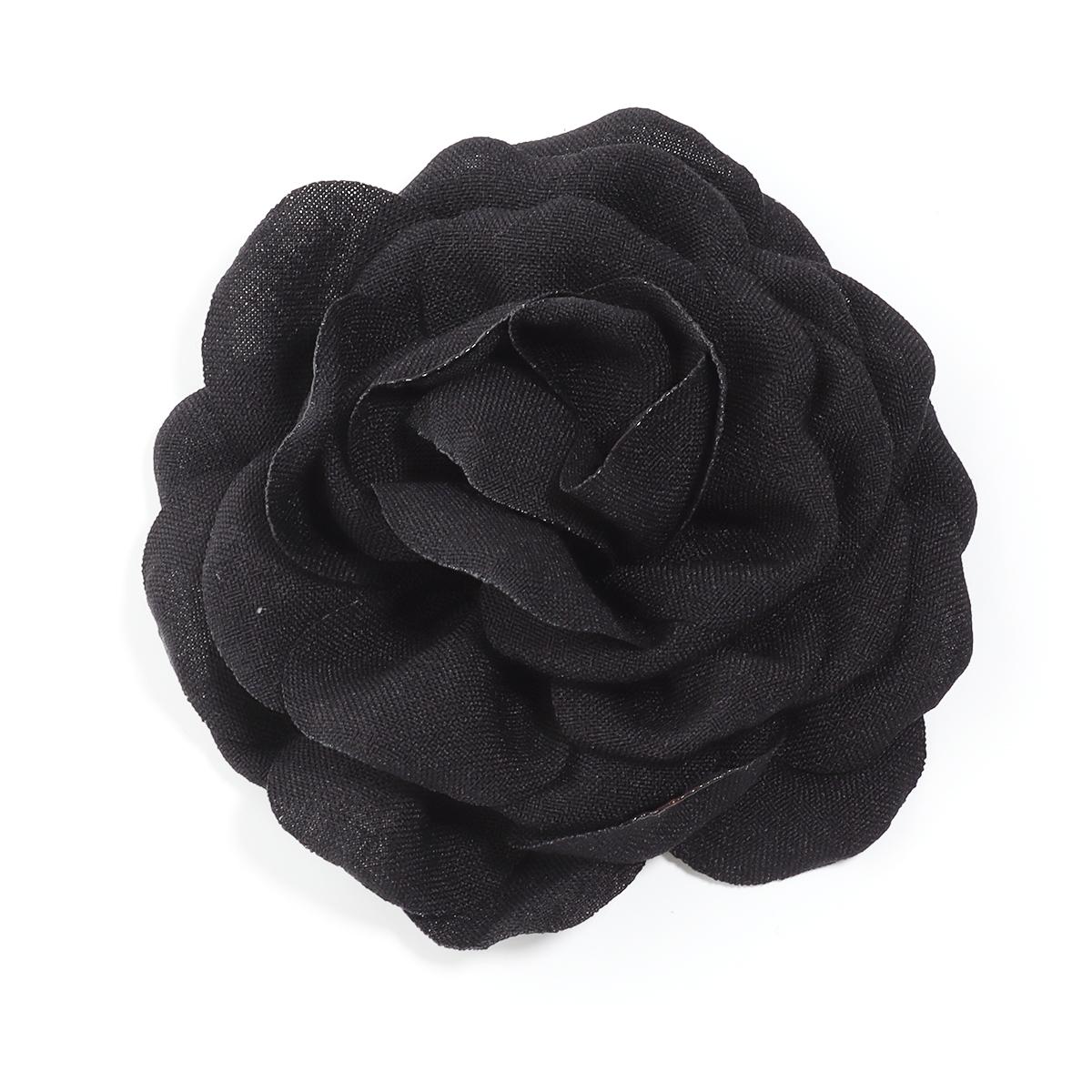 

8 Colors 9cm Artificial Fabric Edge Camellia Elegant Cloth Flower For DIY Brooches Clothing Wedding Party Decoration Accessories чорний
