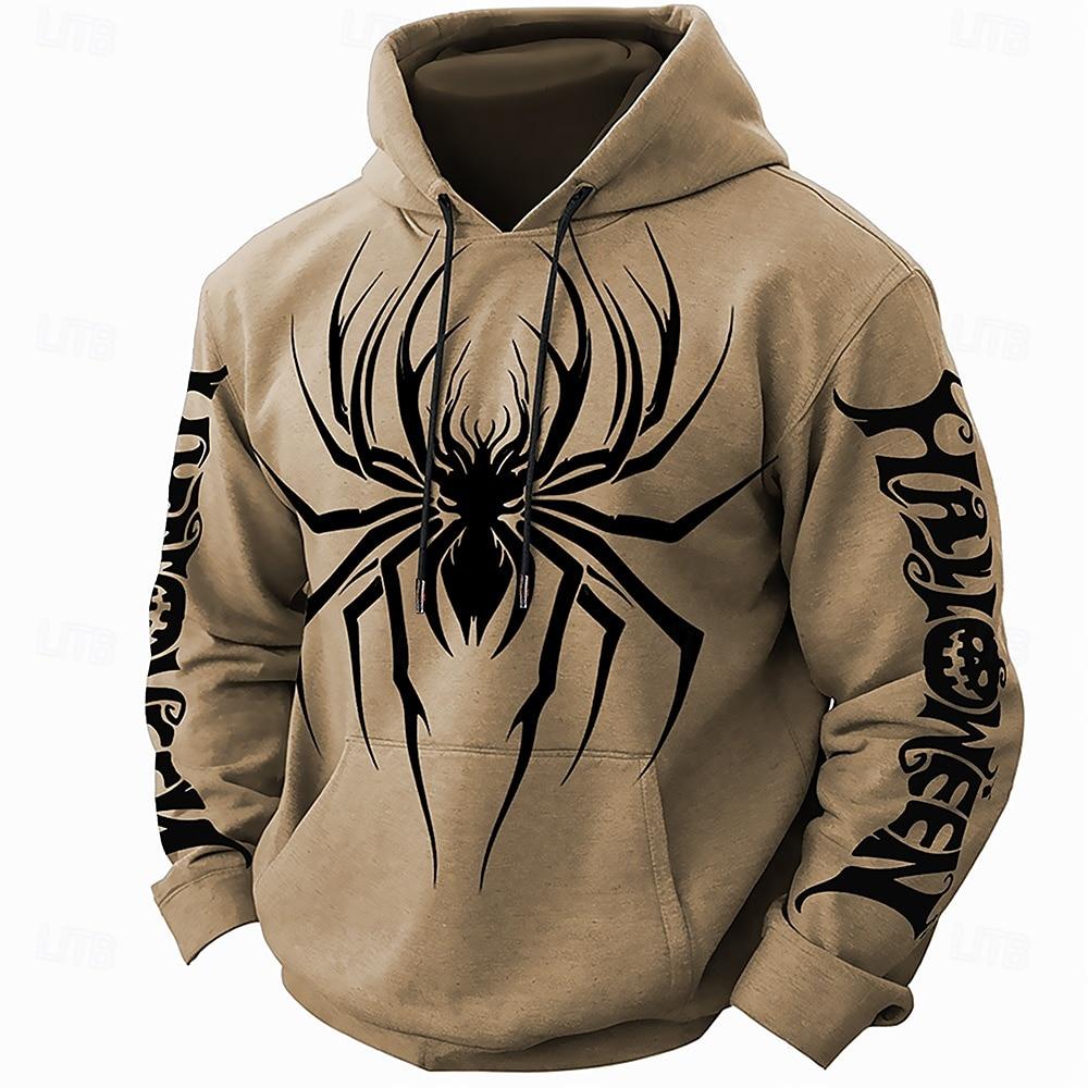

Винтажная мужская толстовка с капюшоном, осенняя мода, уличная одежда, свитшоты с длинным рукавом и принтом паука, мужские топы, свободная мужская толстовка с капюшоном 5XL