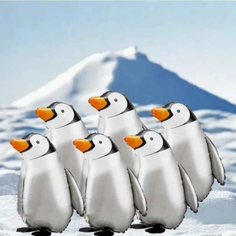 

6 walking penguin balloons - Cute cartoon animal party decorations, essential for birthday and wedding parties, no electricity required
