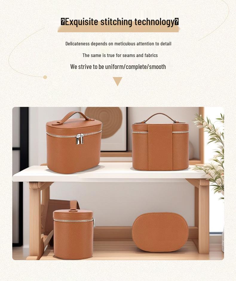 New Double Zipper Waterproof PU Leather Toiletry & Makeup Bag: Large-Capacity Travel Organizer for Cosmetics & Skincare