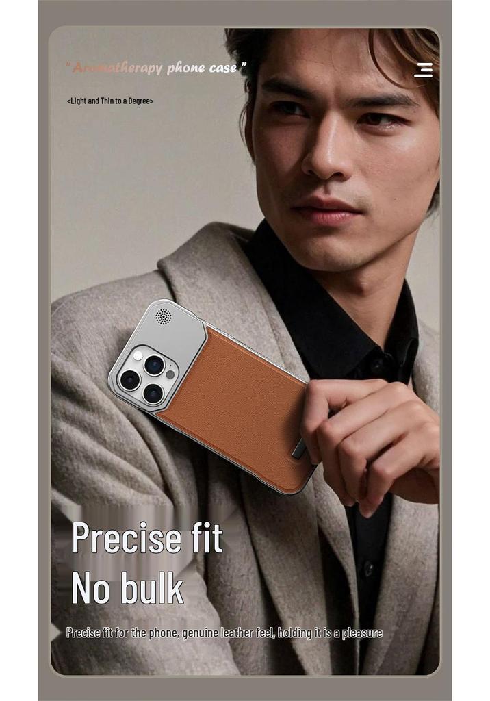 Leather Aroma Magnetic Case for iPhone 17 Pro Max with Metal Paint Borderless Design