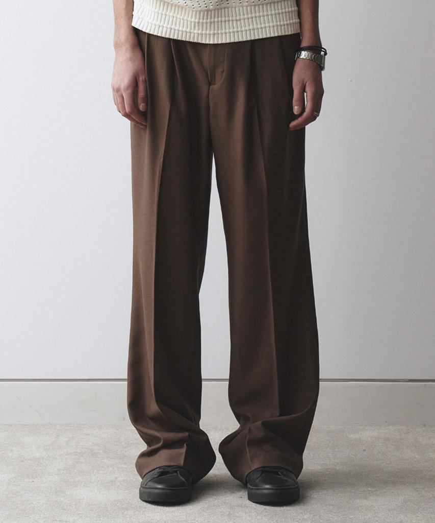 MAISON MINED Saint Two Tuck Wide Pants Brown