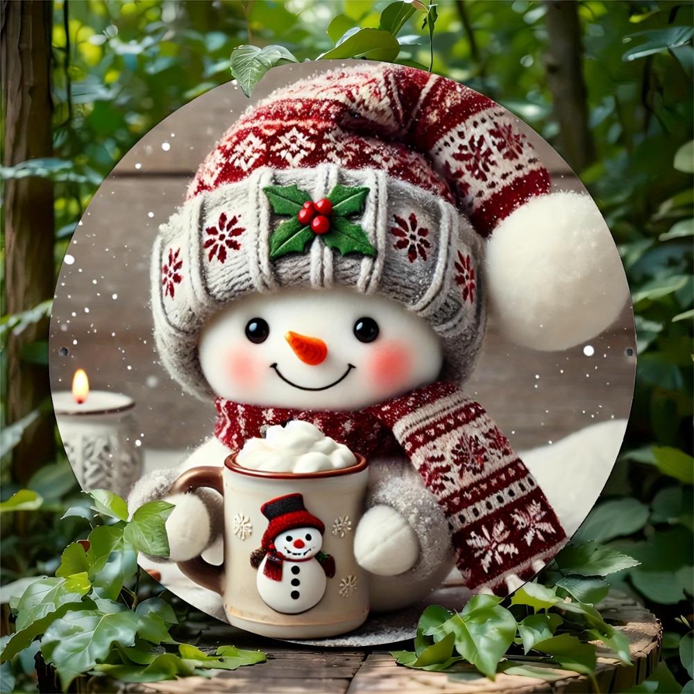 Christmas Snowman 20cm Metal Wall Art