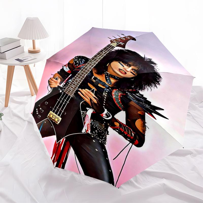 Guitarist, HeavyMetal Themed Automatic Opening and Closing Umbrella, Compact Travel Umbrella, Lightweight and Portable, Suitable for Beach C