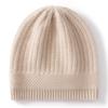 Women's 100% Pure Cashmere Ribbed Knit Hat - Stylish Solid Color, Warm Head Covering with Ear Protection