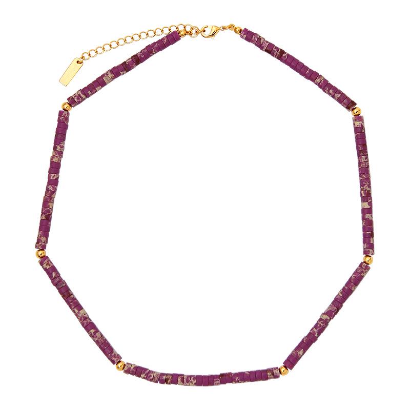 Bohemian Stone Bead Clavicle Necklace - Colorful, Simple, and Stylish Design