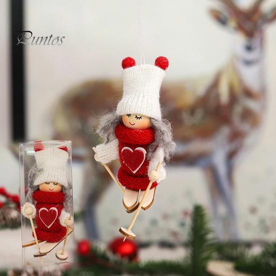 Păpușă de schi de Crăciun Pălărie tricotată manual Haine reutilizabilă Pom de Crăciun Agățat Gnome Decoration Ornament Pandantiv Petrecere Sărbători Festival Cadou