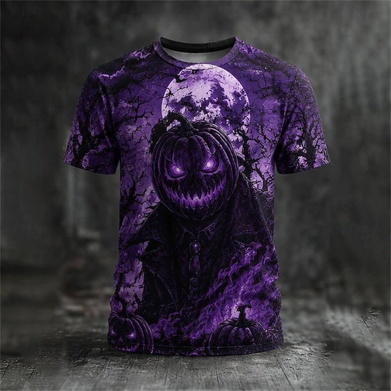 Summer Men's Skull 3D Printed Crew Neck T-Shirt Halloween Dress Up