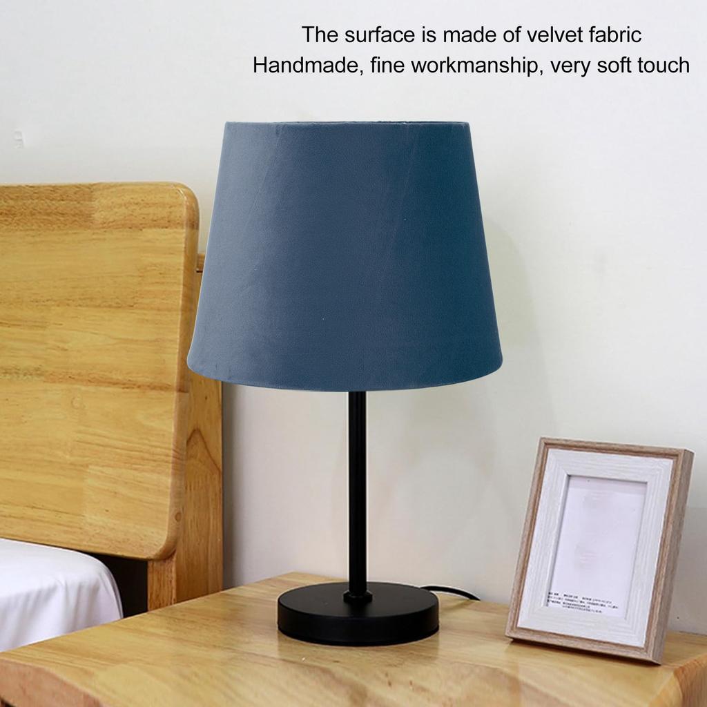 Fabric Lampshade E27 E14 Velvet Conical Decorative Lamp Replacement Shade for Table Bedside Floor Lamp Blue
