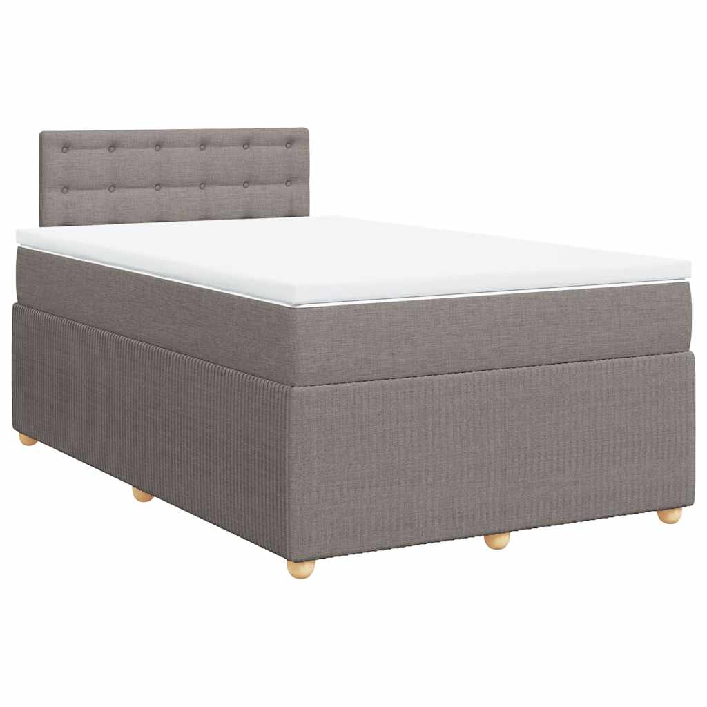 Vidaxl Łóżko Kontynentalne Z Materacem, Taupe, 120X190 Cm, Tkanina