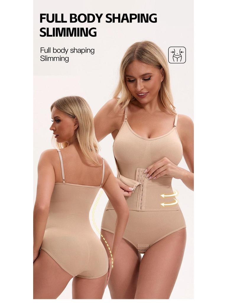 Strappy Shaping Bodysuit with Breast Pads - Bust Support, Tummy Control, Hip Lift, Double-breasted, Triangle Open Crotch Design.
