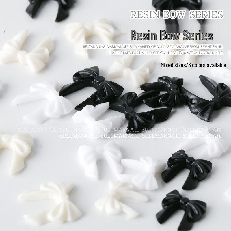 3D Schwarz-Weiß Harz Schleife Nagelkunst Dekorationen (30 Stück)