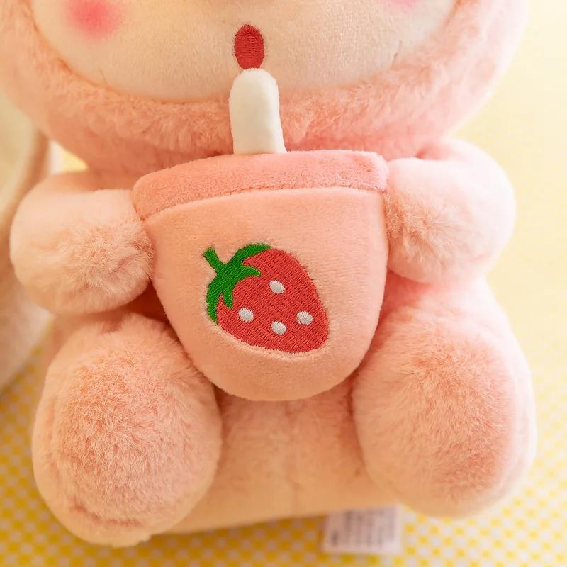 Cute Milk Tea Pig Plush Toy - Cartoon Animal Transformation Stuffed Doll, Kawaii Frog Plushie, Soft Hugging Pillow Gift