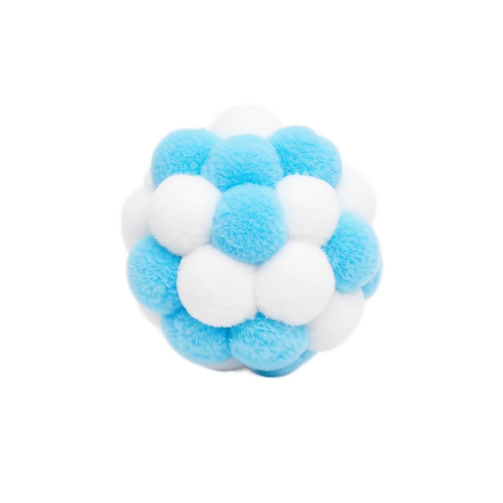 Plush Pom Pom Cat Toy with Bell Interactive Soft Ball for Cat Play and Exercise Durable Pet Toy for Indoor Use