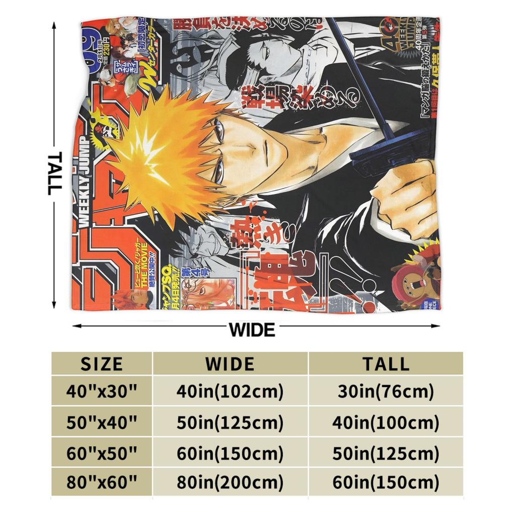BLEACH Anime Ichigo  Blanket Quality Warm Soft  Throw Blanket Winter Picnic Couch Chair Sofa Bed Novelty Bedspread