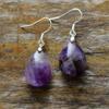 BLINGBAY Women's New Bohemian Ethnic Style Natural Amethyst Stone Pendant Earrings Popular High-end Retro Jewelry