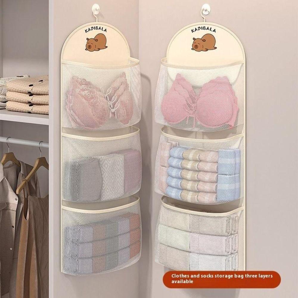 Capybara Socks Hanging Bag Large Capacity Wardrobe Organizer New Underwear Storage Bag