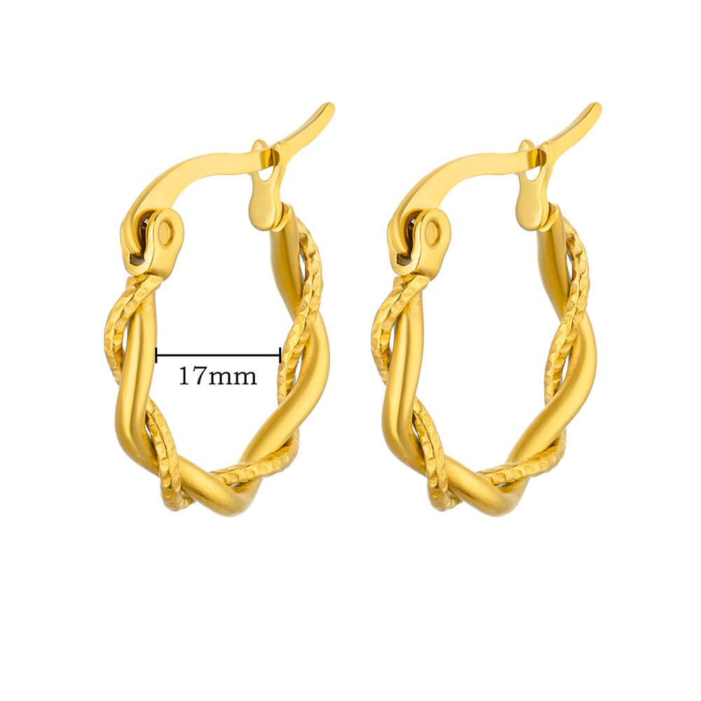 Boucles d'oreilles rondes épaisses vintage pour femmes Couleur dorée Acier inoxydable Boucle d'oreille torsadée Statement Bijoux de mariage Noël Cadeau