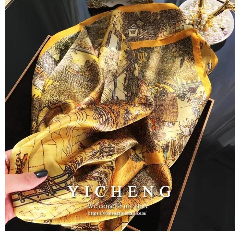 New Style of Beautiful Brocade Scarf for Women's Spring and Autumn Style Fashionable Korean Style with Versatile Style Hangzhou Silk Scarf Shawl