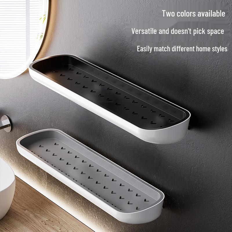Suction Cup Wall-Mounted Bathroom Shelf Towel Rack - No-Drill Vanity or Kitchen Sink Storage