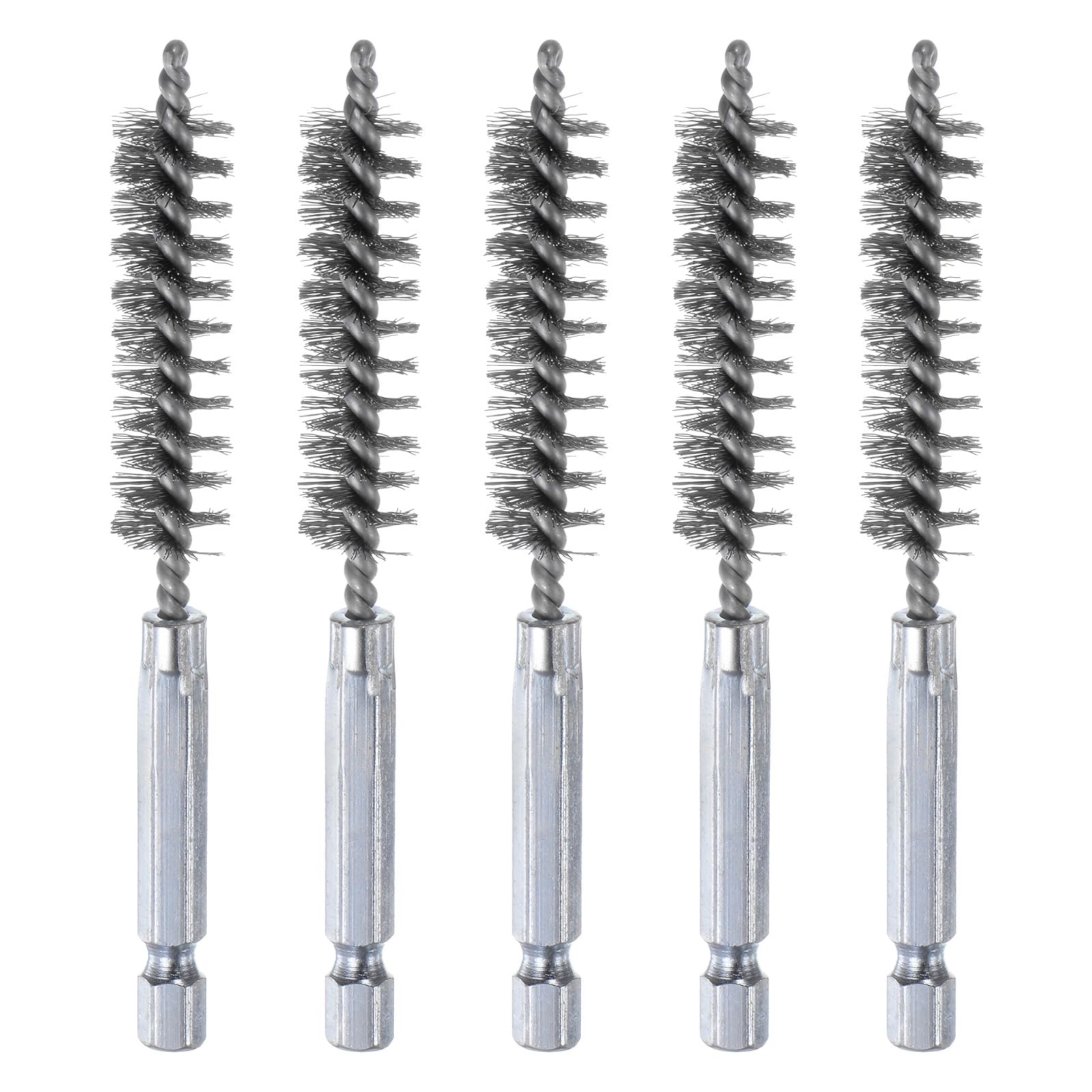 

uxcell 304 Stainless Steel Bore 12mm 10cm Twisted Wire Brushes with Handle for Hex for Tube Port Bearings 5-Pack Brushes, Diameter, Long, Cleaning,