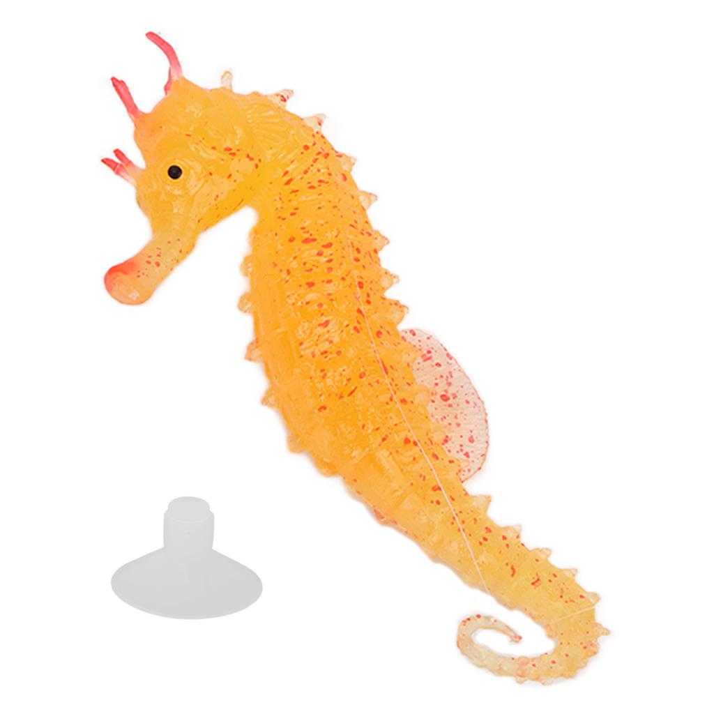 Simulation Seahorse Realistic Luminous Silicone Hippocampus with Suction for AquariumsYellow