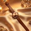 Rhinestone Heart Women's Watch Leather Strap Quartz Fashion Minimalist Wristwatch