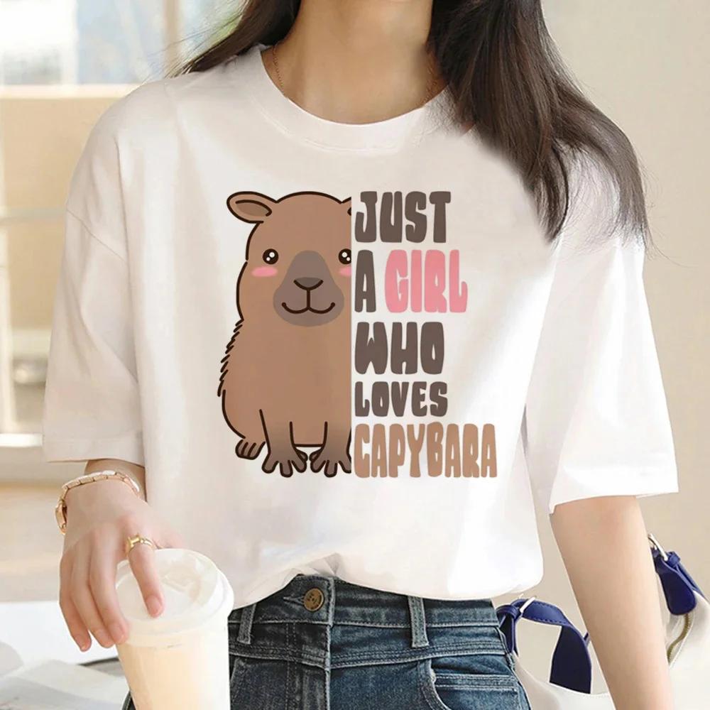 Cute Capybara Clothing T-Shirt Women Vintage Cartoon T Shirt Female Casual Anime Top Tees T Shirt Manga Women Graphic Tee Tops