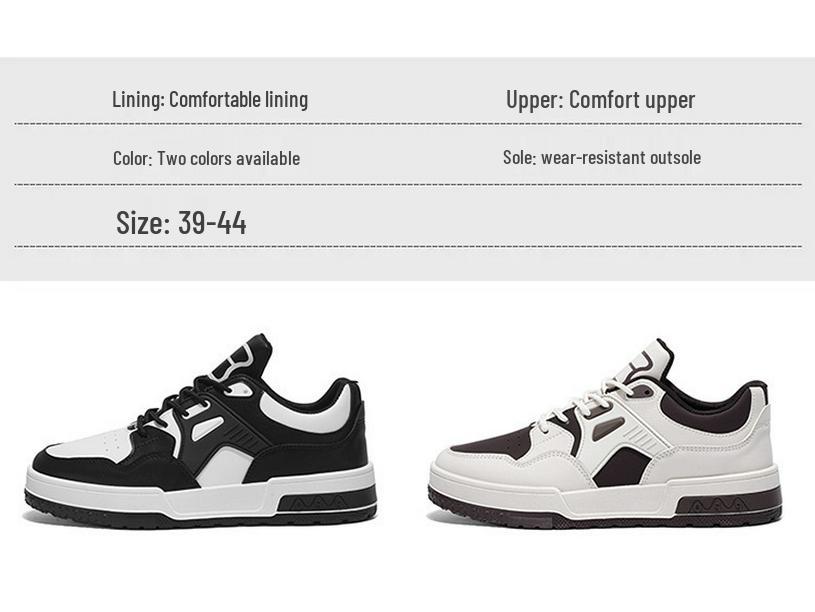 Men's Trendy Autumn White Sneakers - Breathable, Versatile Thick Sole Low Top Casual Skate Shoes