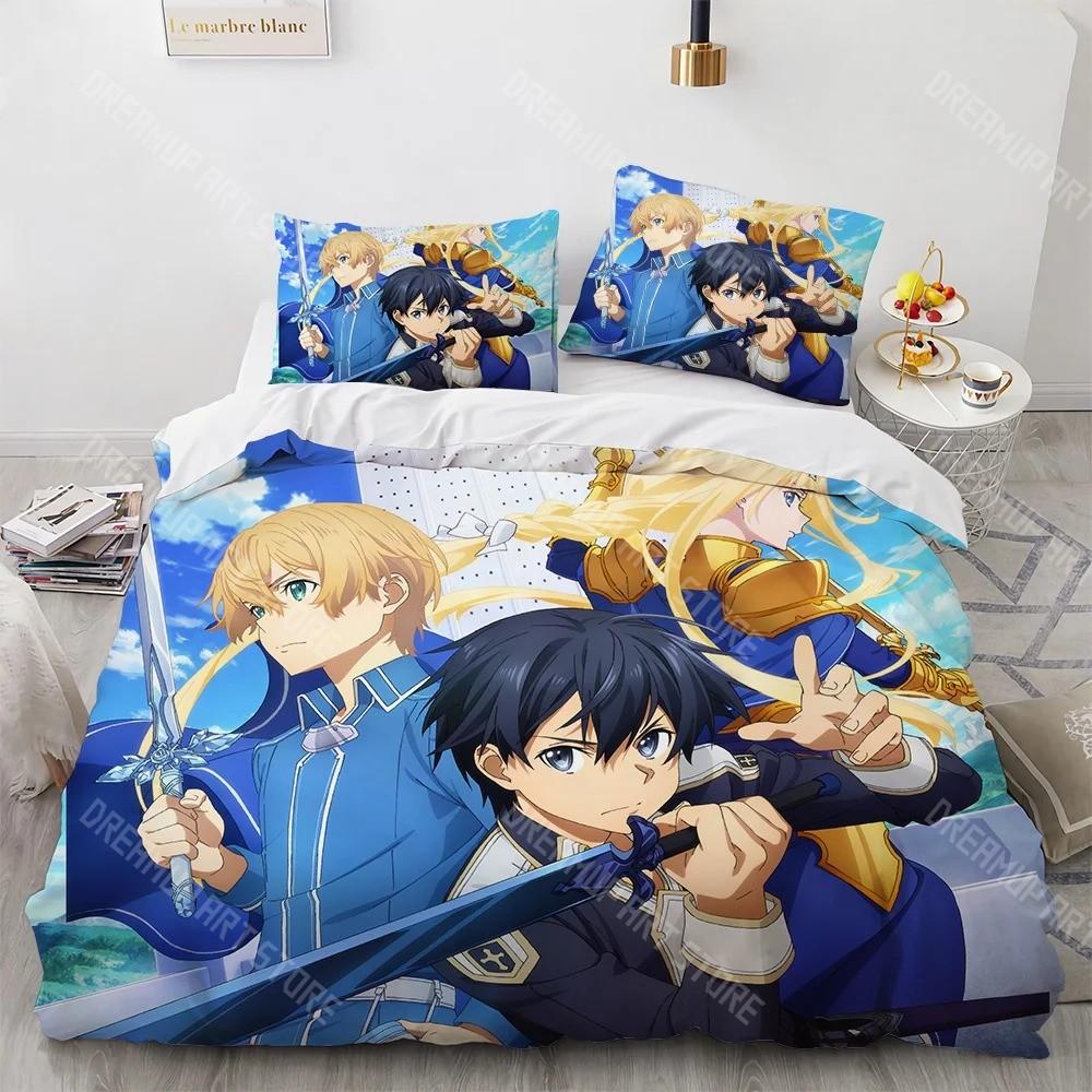 3D Printed Sword Art Online SAO Kirito Asuna Bedding Set for Boys Girls Duvet Cover Twin Queen King Full Single Double Sizes