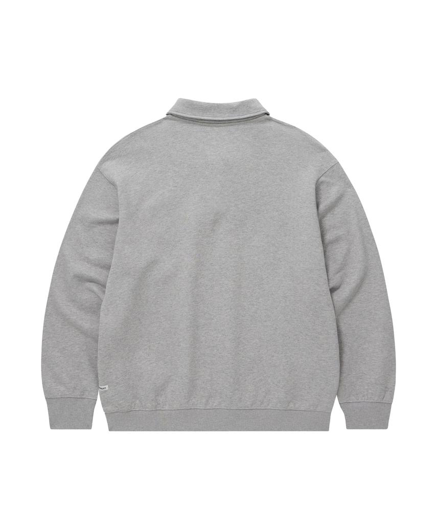 COVERNAT Signature Symbol Collar Half-Zip Sweatshirt Melange Gray